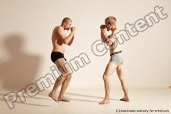 Underwear Martial art Man - Man White Moving poses Slim Short Blond Dynamic poses Academic